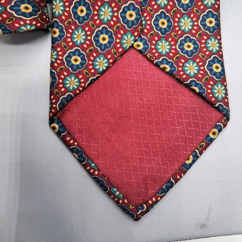 Christain Dior Monsieur Red‎ blue Floral Geometric Necktie Tie 58